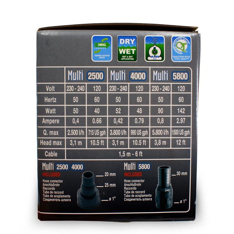 SICCE MULTI 5800 Multifunction Aquarium Pump, 1500 GPH, designed for submerged and in-line use - Image 4